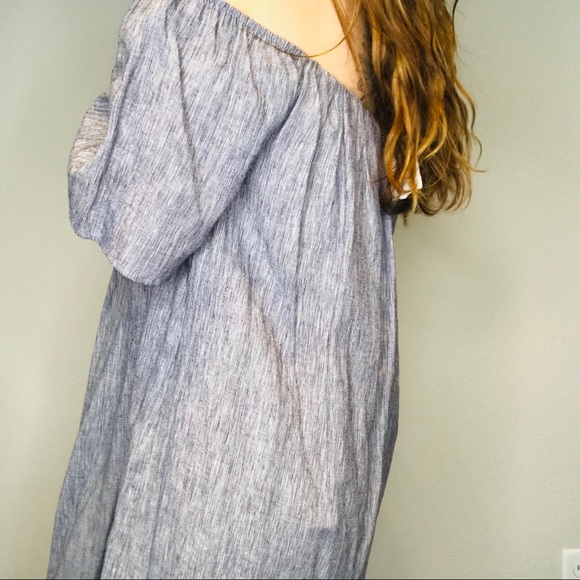 Freeway blue & white off shoulder shift dress - Picture 4 of 5